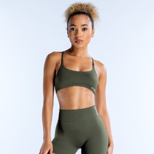 DFYNE Dynamic Twist Back Ženske Sportski Grudnjak Maslinasto Zelene | PXCMB3428