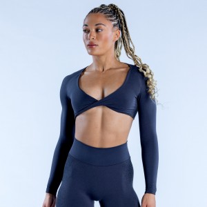 DFYNE Ignite Twist Front Crop Ženske Top Sive | AHXRP4261