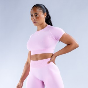 DFYNE Impact Crop Ženske Top Svijetlo Roze Roze | ZLEGN8560