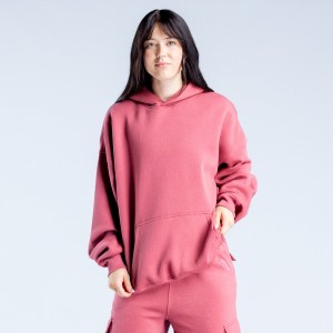 DFYNE Lanyi Edit Oversized Ženske Majica s Kapuljačom Tamno Roze | KWPJL5286