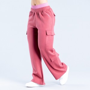 DFYNE Lanyi Edit Wide Leg Cargo Ženske Jogger Hlače Tamno Roze | PJASU1309