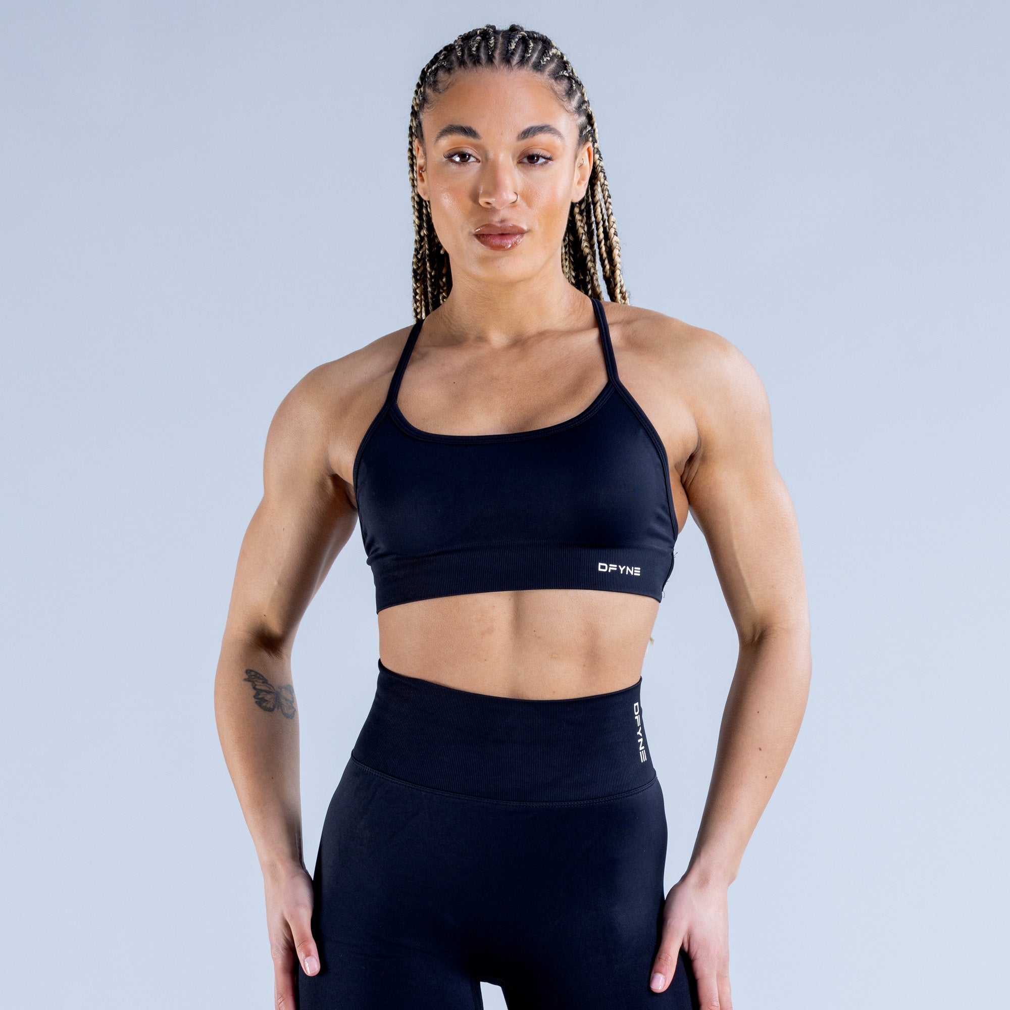 DFYNE Dynamic Backless Ženske Sportski Grudnjak Crne | UJSVR0619