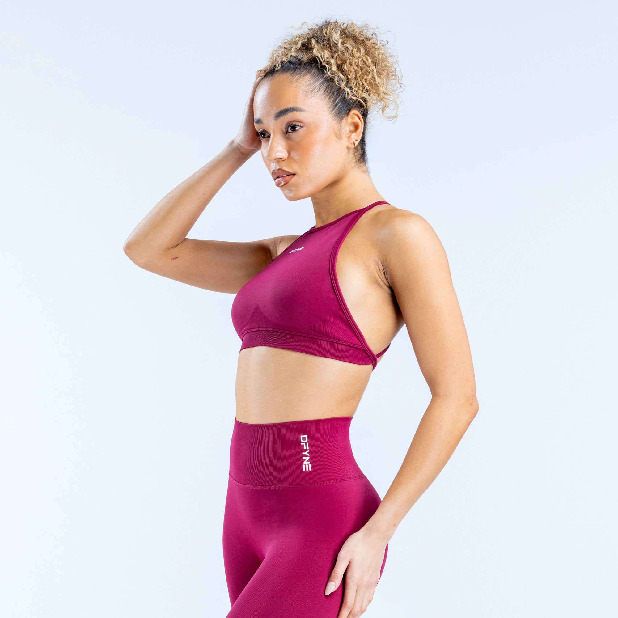 DFYNE Dynamic High Neck Backless Ženske Sportski Grudnjak Fuksije | JRZOE9137