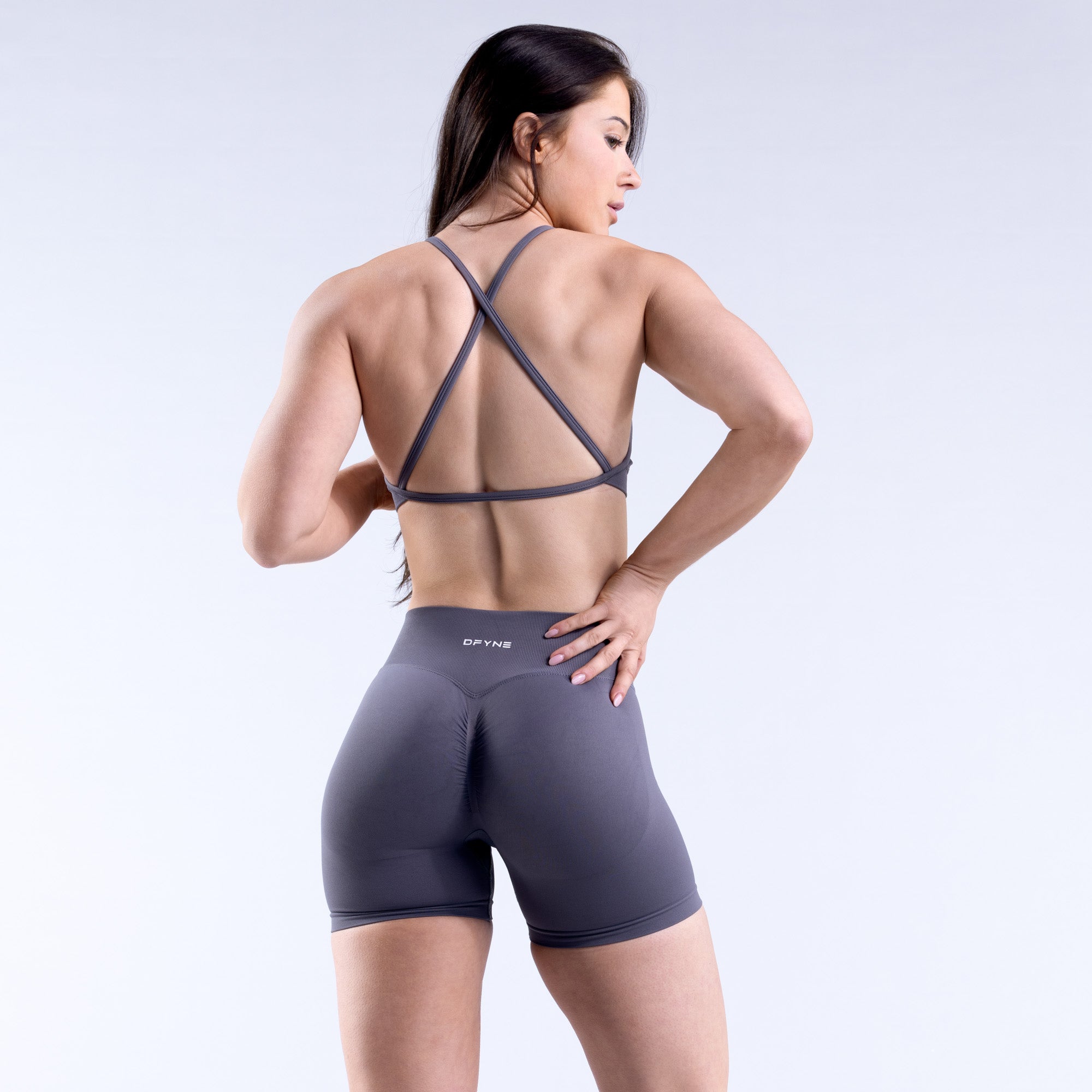 DFYNE Dynamic High Neck Backless Ženske Sportski Grudnjak Tamno Sive | DKMRC7251