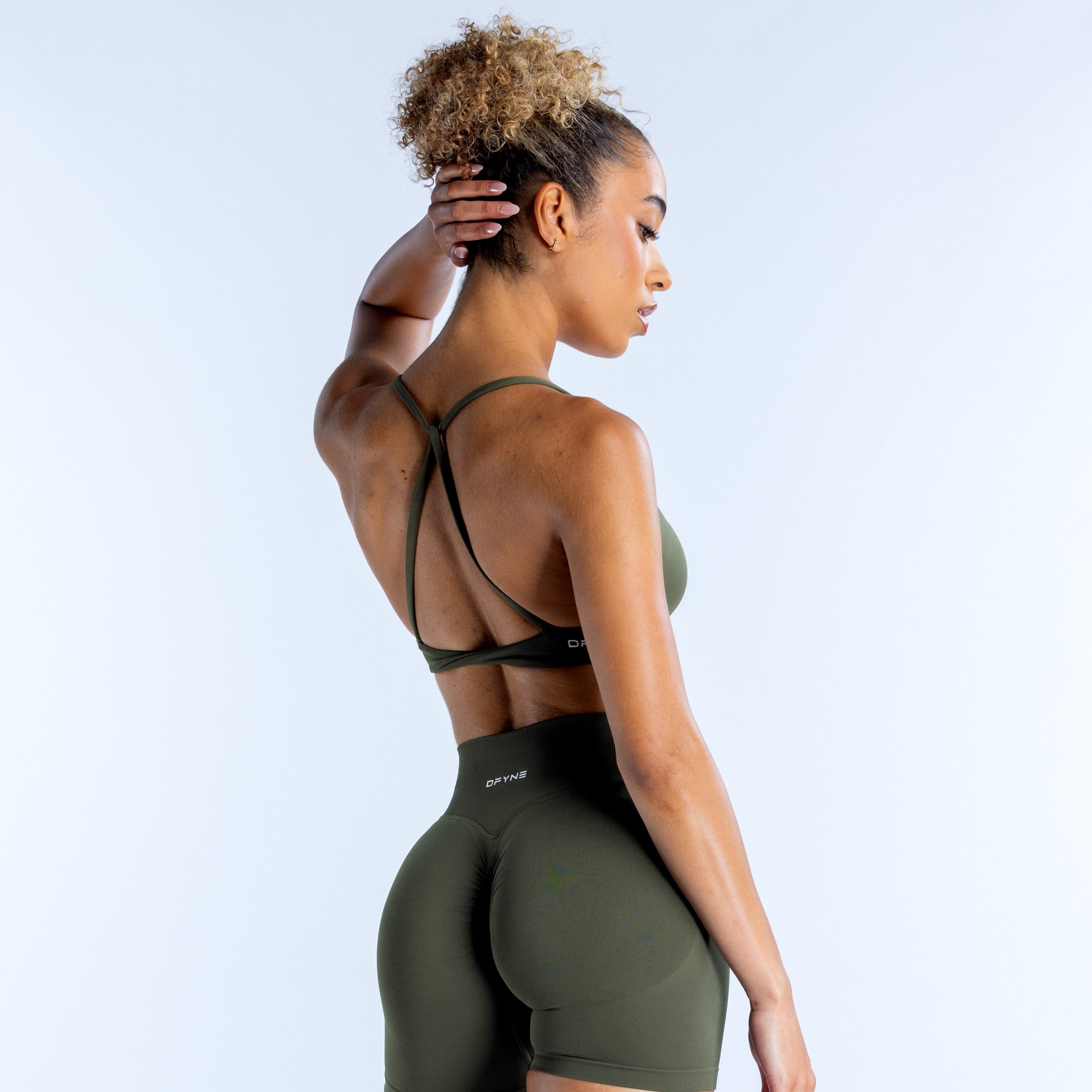DFYNE Dynamic Twist Back Ženske Sportski Grudnjak Maslinasto Zelene | PXCMB3428