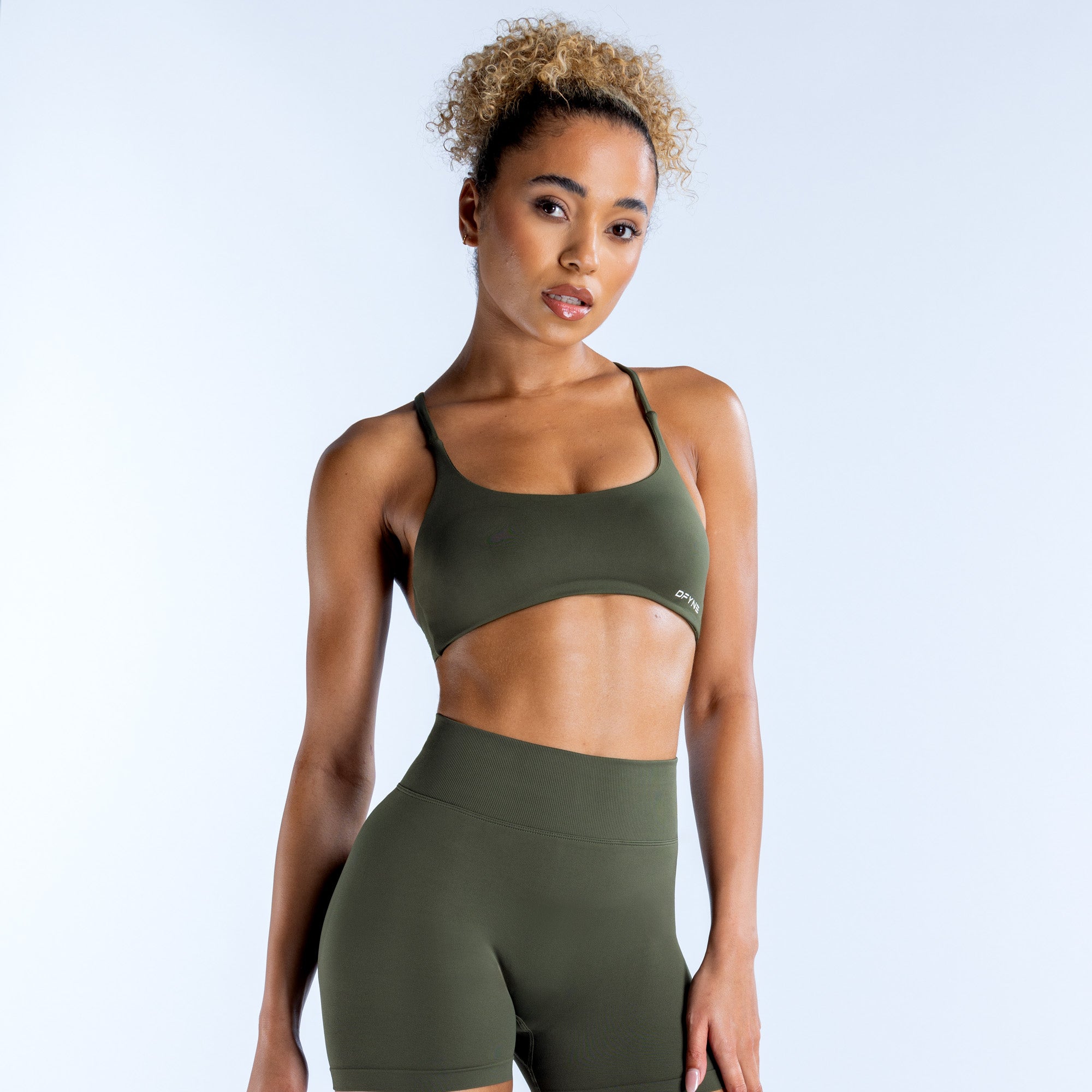 DFYNE Dynamic Twist Back Ženske Sportski Grudnjak Maslinasto Zelene | PXCMB3428