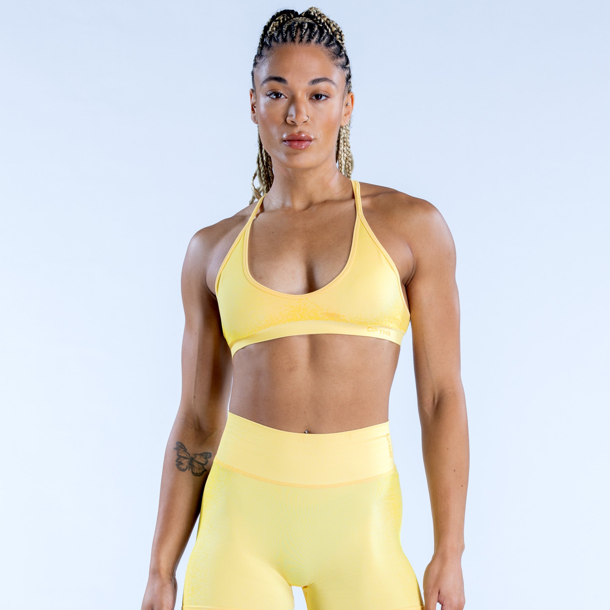 DFYNE Ignite Cross Back Ženske Sportski Grudnjak Limun | LIWDG4968