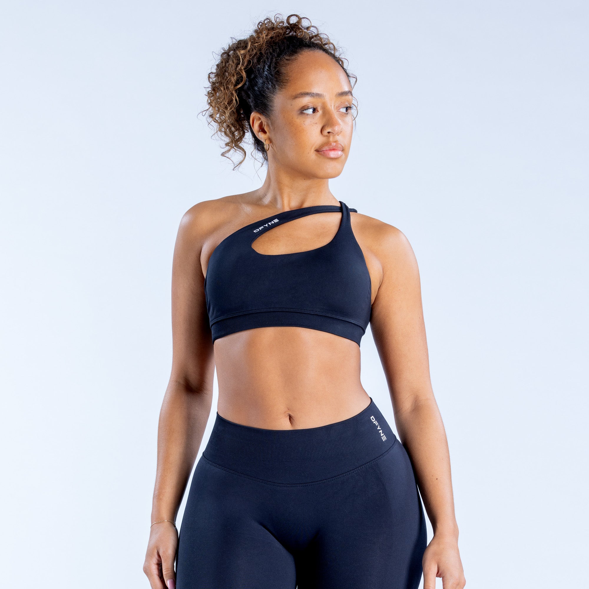 DFYNE Impact Asymmetric Ženske Sportski Grudnjak Crne | LXKGZ0146