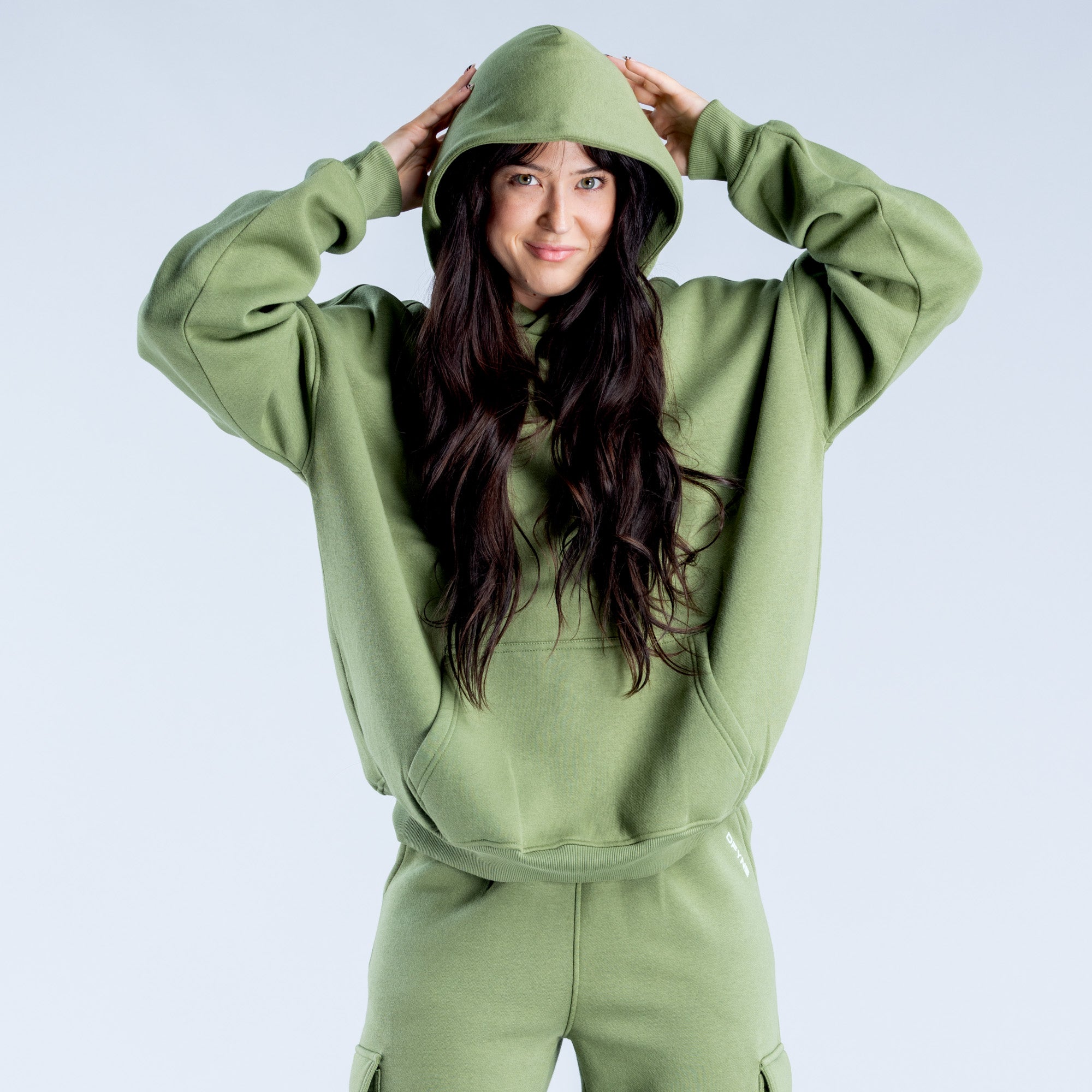 DFYNE Lanyi Edit Oversized Ženske Majica s Kapuljačom Tamno Zelene | AGKYE4619