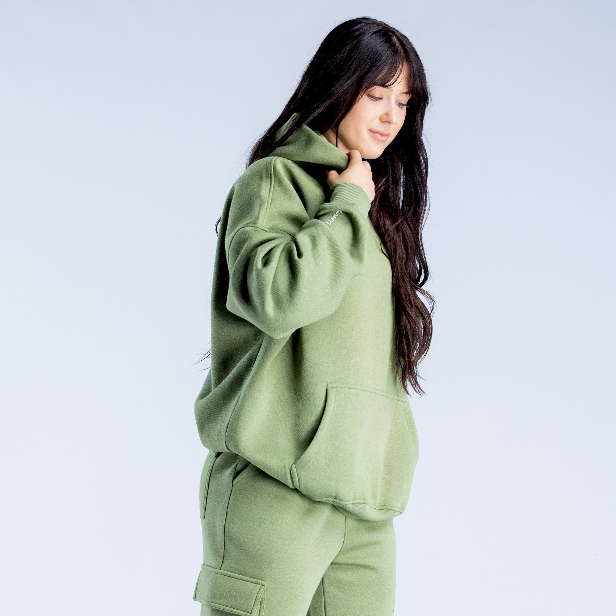 DFYNE Lanyi Edit Oversized Ženske Majica s Kapuljačom Tamno Zelene | AGKYE4619