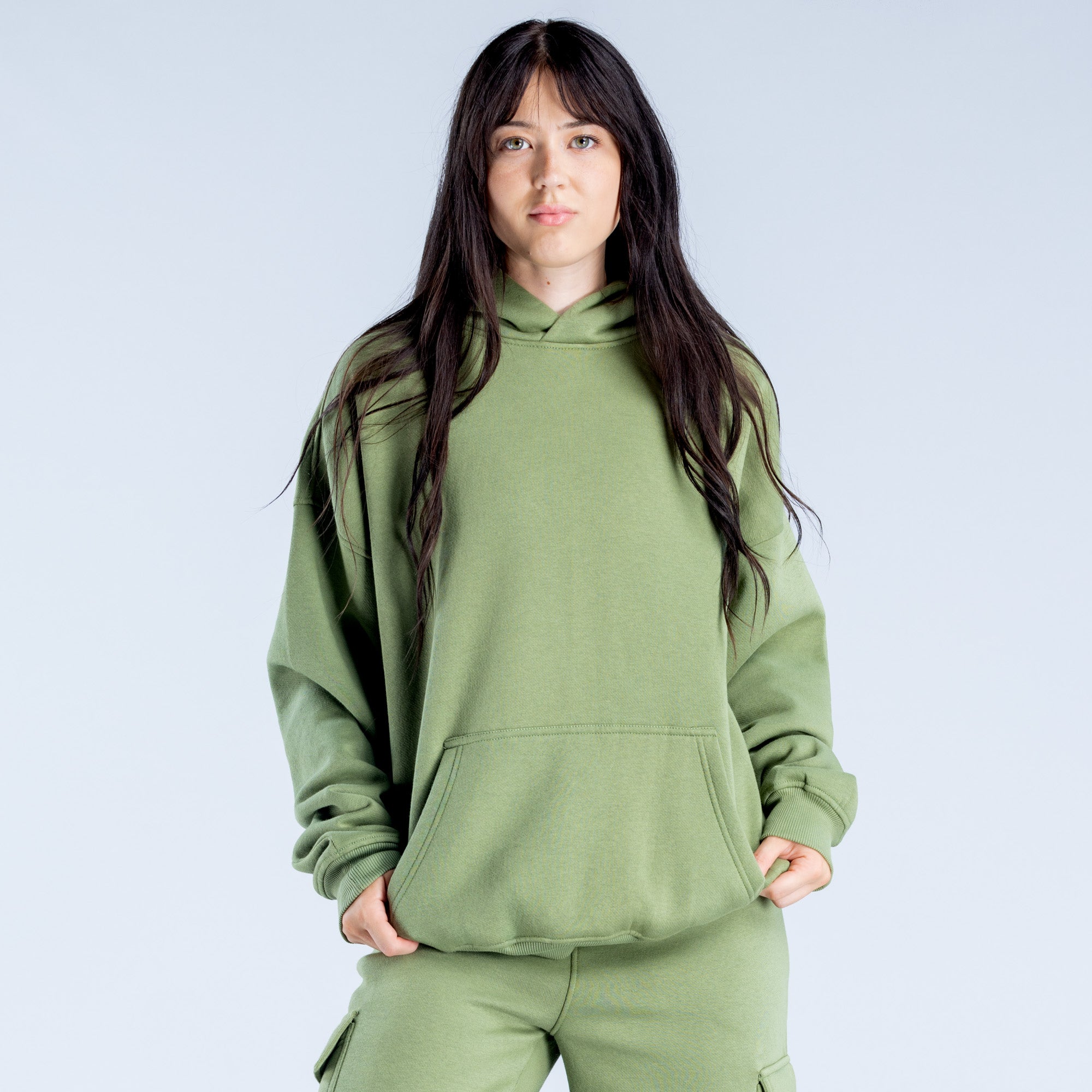 DFYNE Lanyi Edit Oversized Ženske Majica s Kapuljačom Tamno Zelene | AGKYE4619