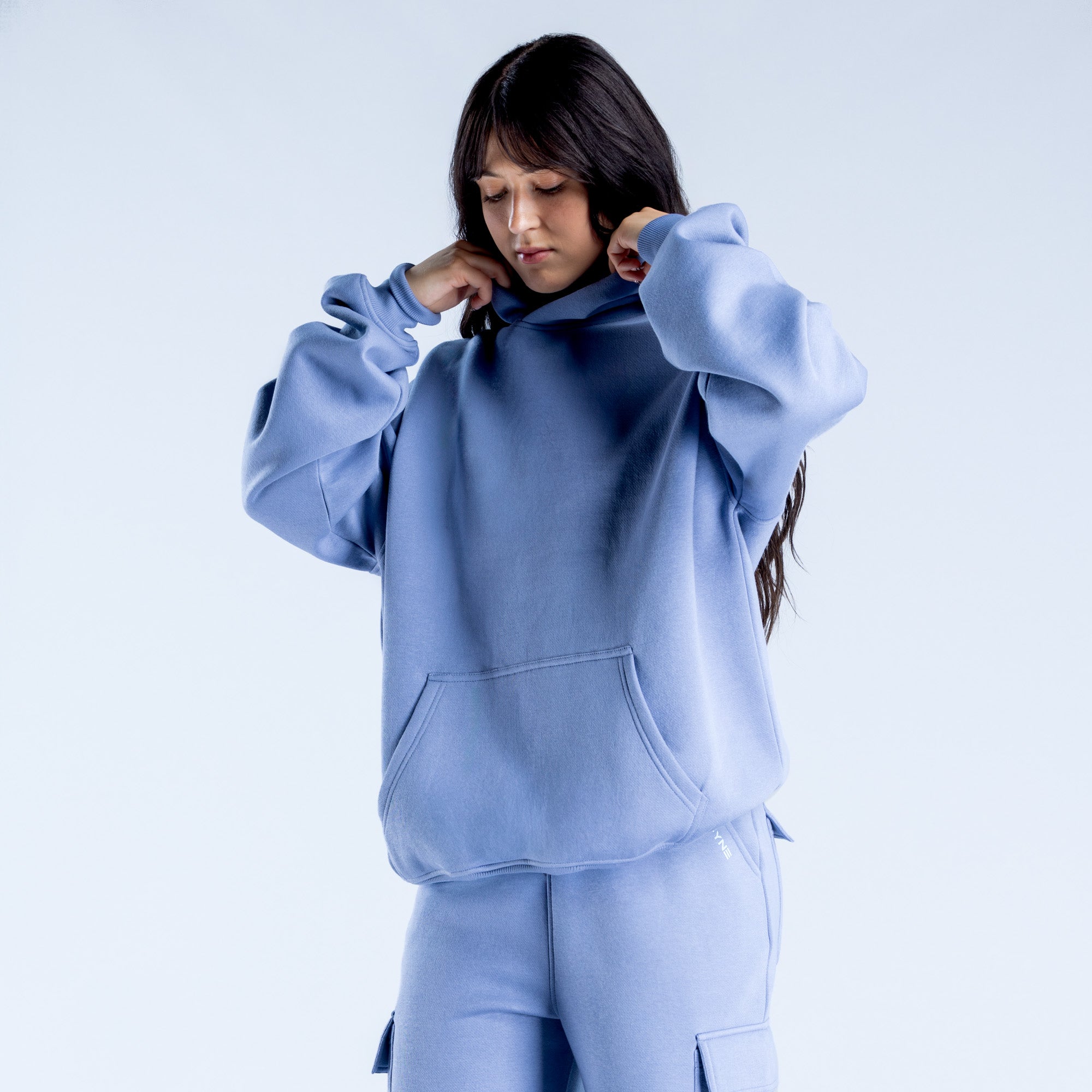 DFYNE Lanyi Edit Oversized Ženske Majica s Kapuljačom Plave | OLDSB6289