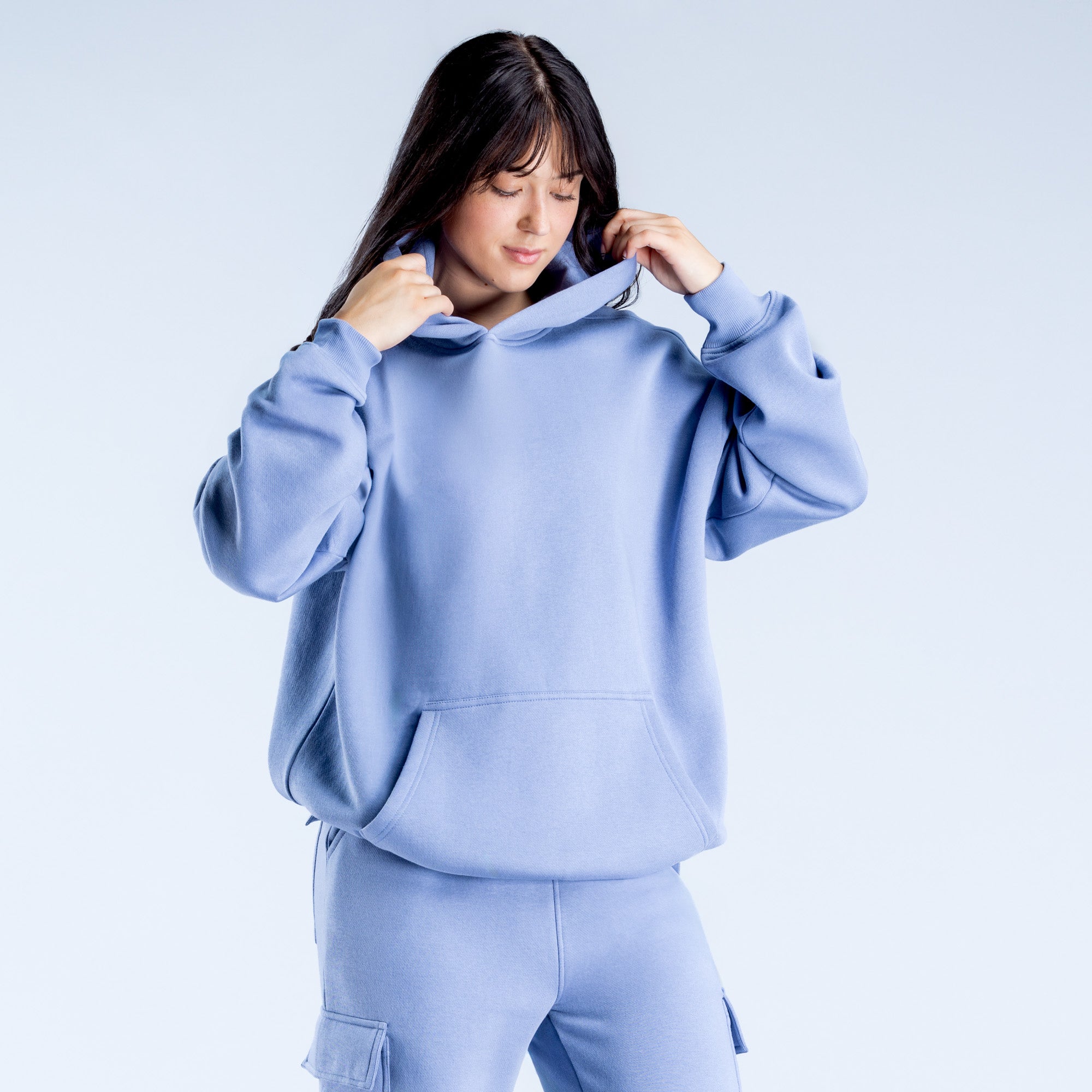 DFYNE Lanyi Edit Oversized Ženske Majica s Kapuljačom Plave | OLDSB6289
