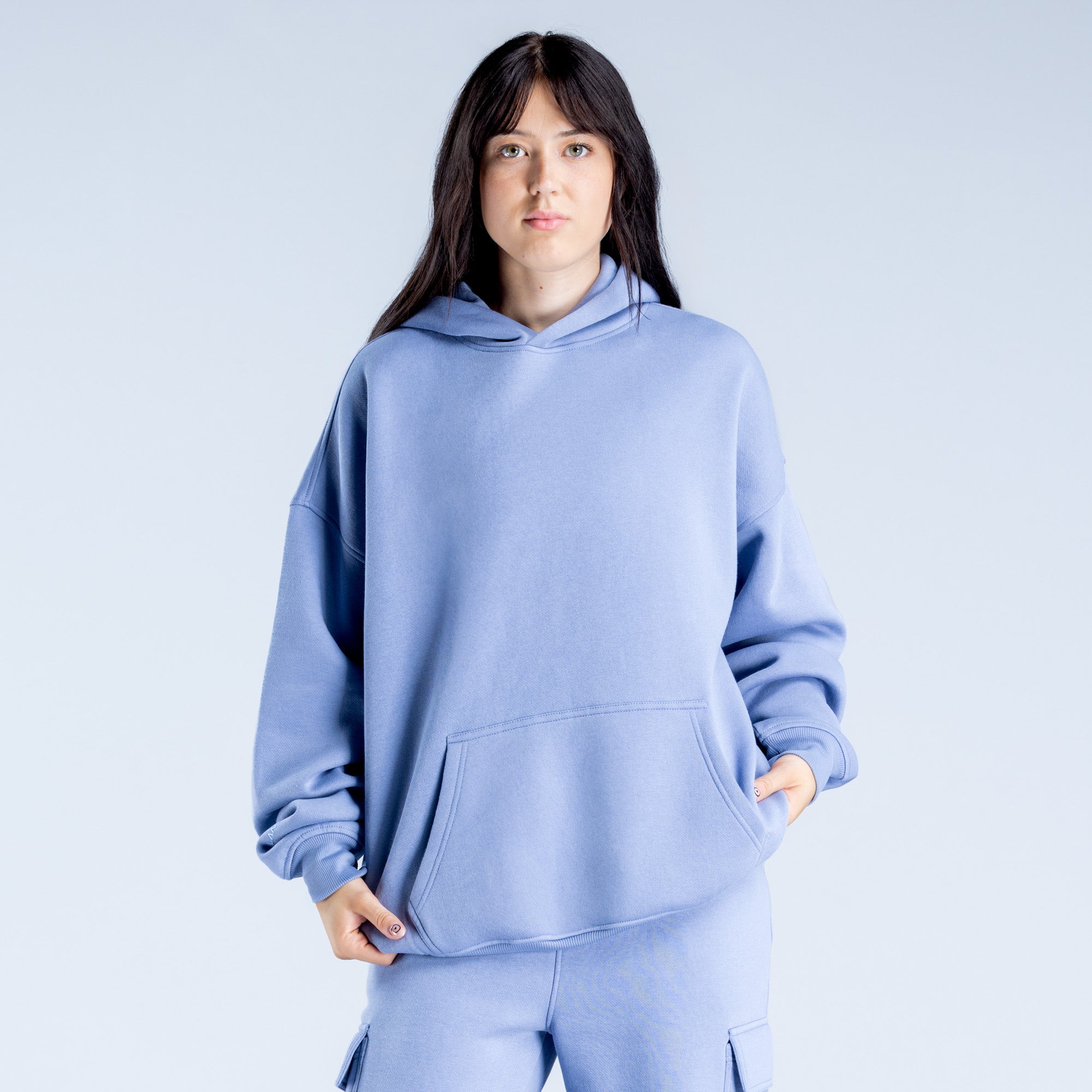 DFYNE Lanyi Edit Oversized Ženske Majica s Kapuljačom Plave | OLDSB6289