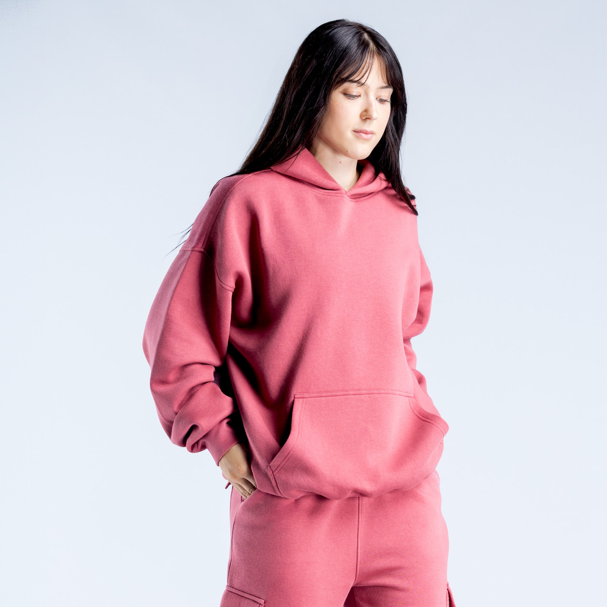 DFYNE Lanyi Edit Oversized Ženske Majica s Kapuljačom Tamno Roze | KWPJL5286