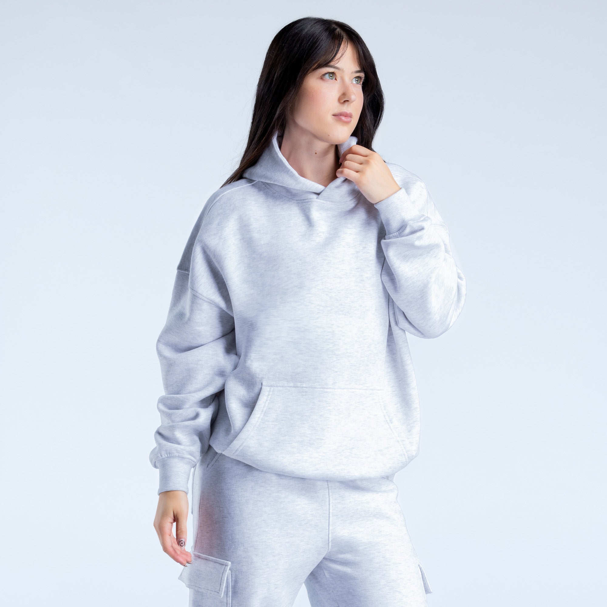 DFYNE Lanyi Edit Oversized Ženske Majica s Kapuljačom Sive | MNHWG1032