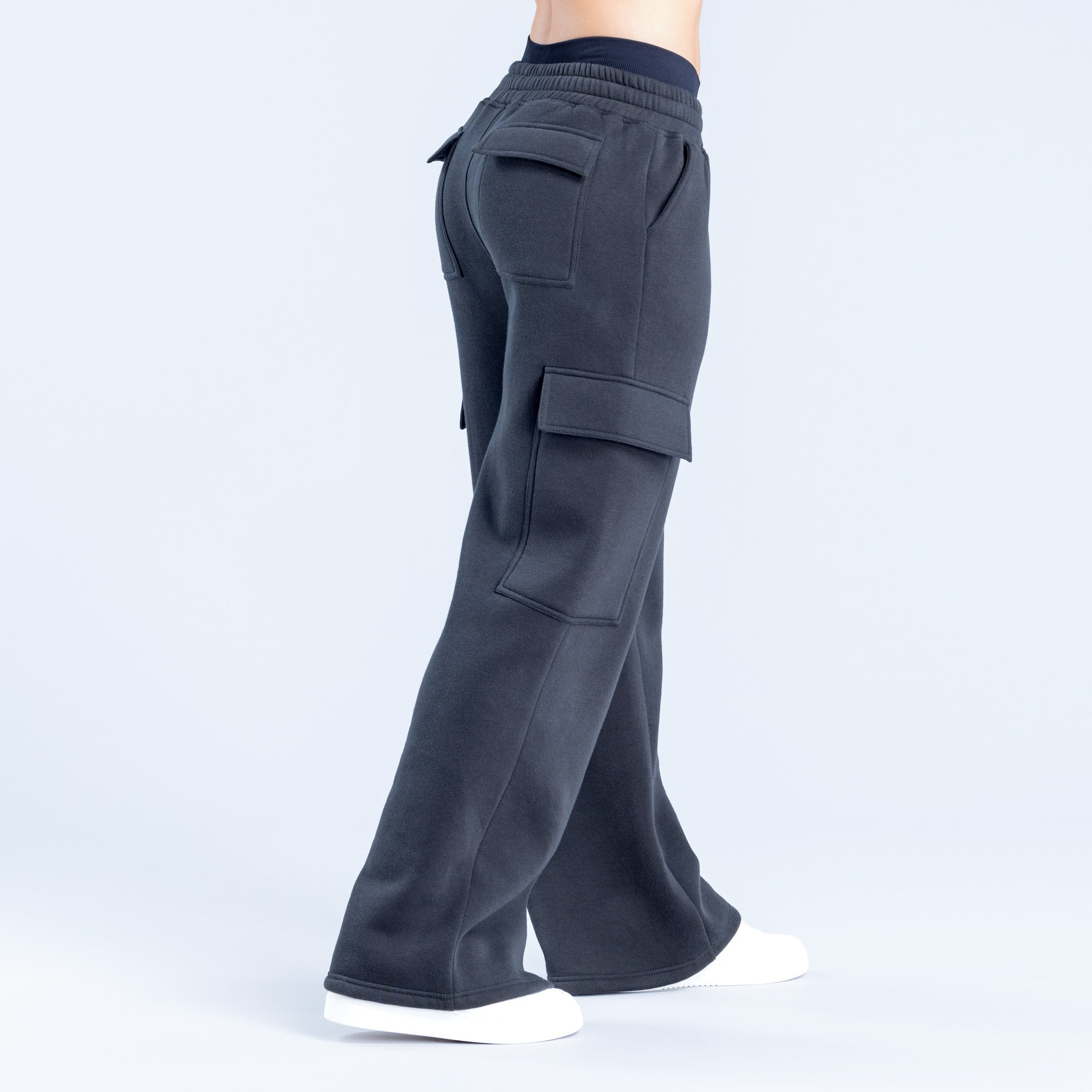 DFYNE Lanyi Edit Wide Leg Cargo Ženske Jogger Hlače Crne | LZIKR8945