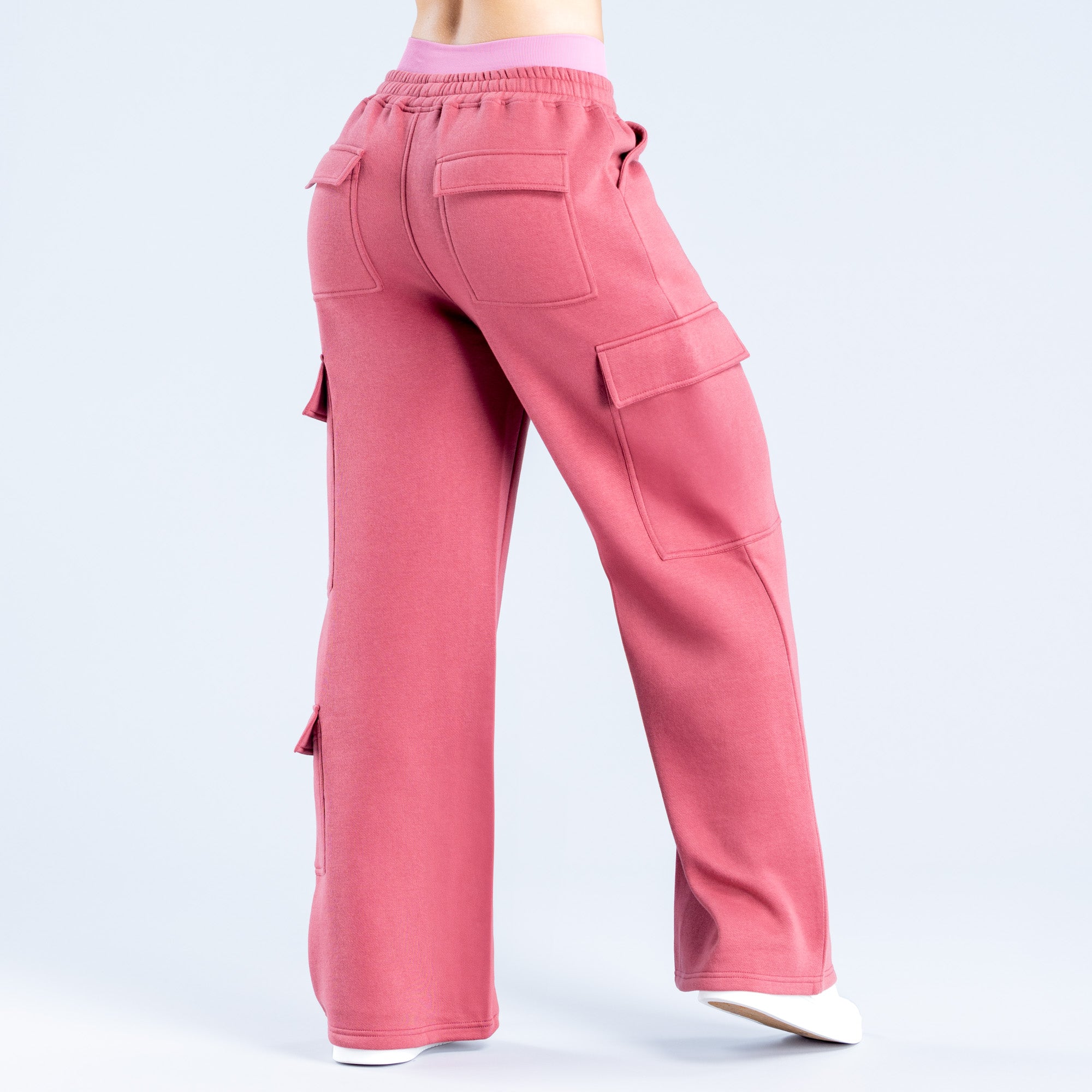DFYNE Lanyi Edit Wide Leg Cargo Ženske Jogger Hlače Tamno Roze | PJASU1309