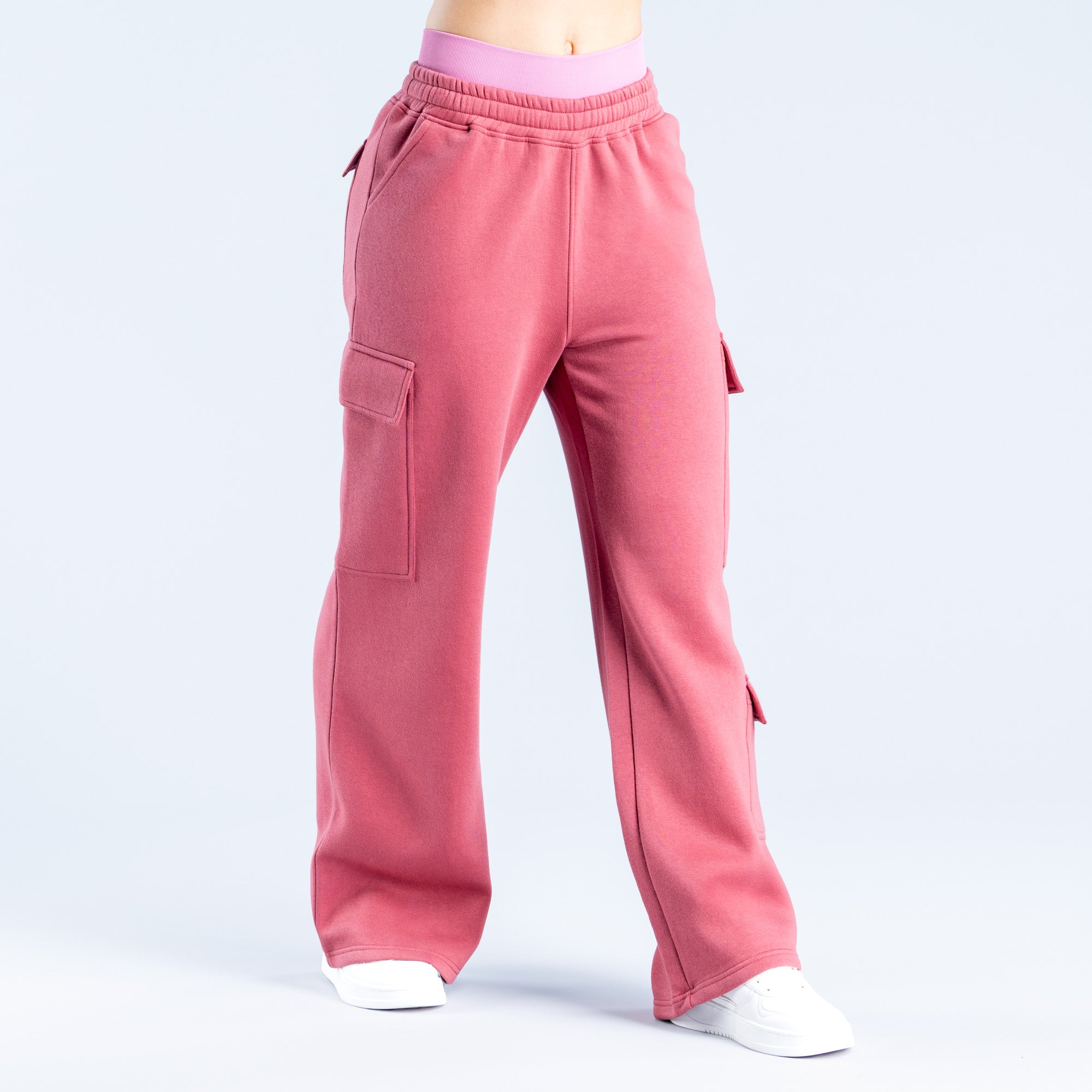 DFYNE Lanyi Edit Wide Leg Cargo Ženske Jogger Hlače Tamno Roze | PJASU1309