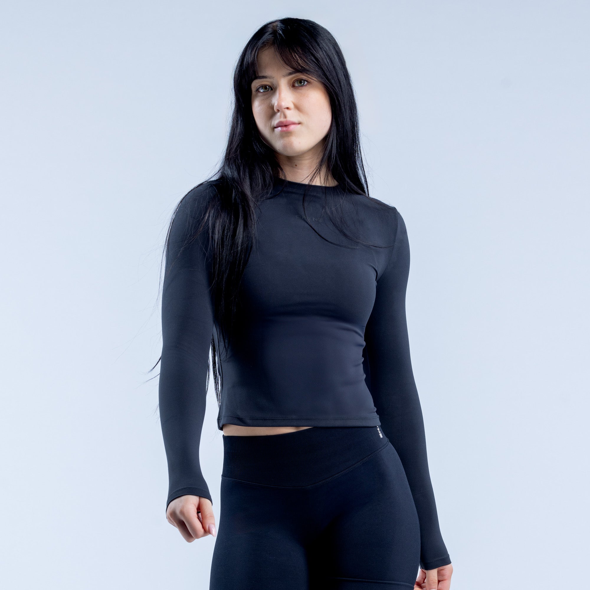 DFYNE Origin Fitted Long Sleeve Ženske Top Crne | SVRIM1408