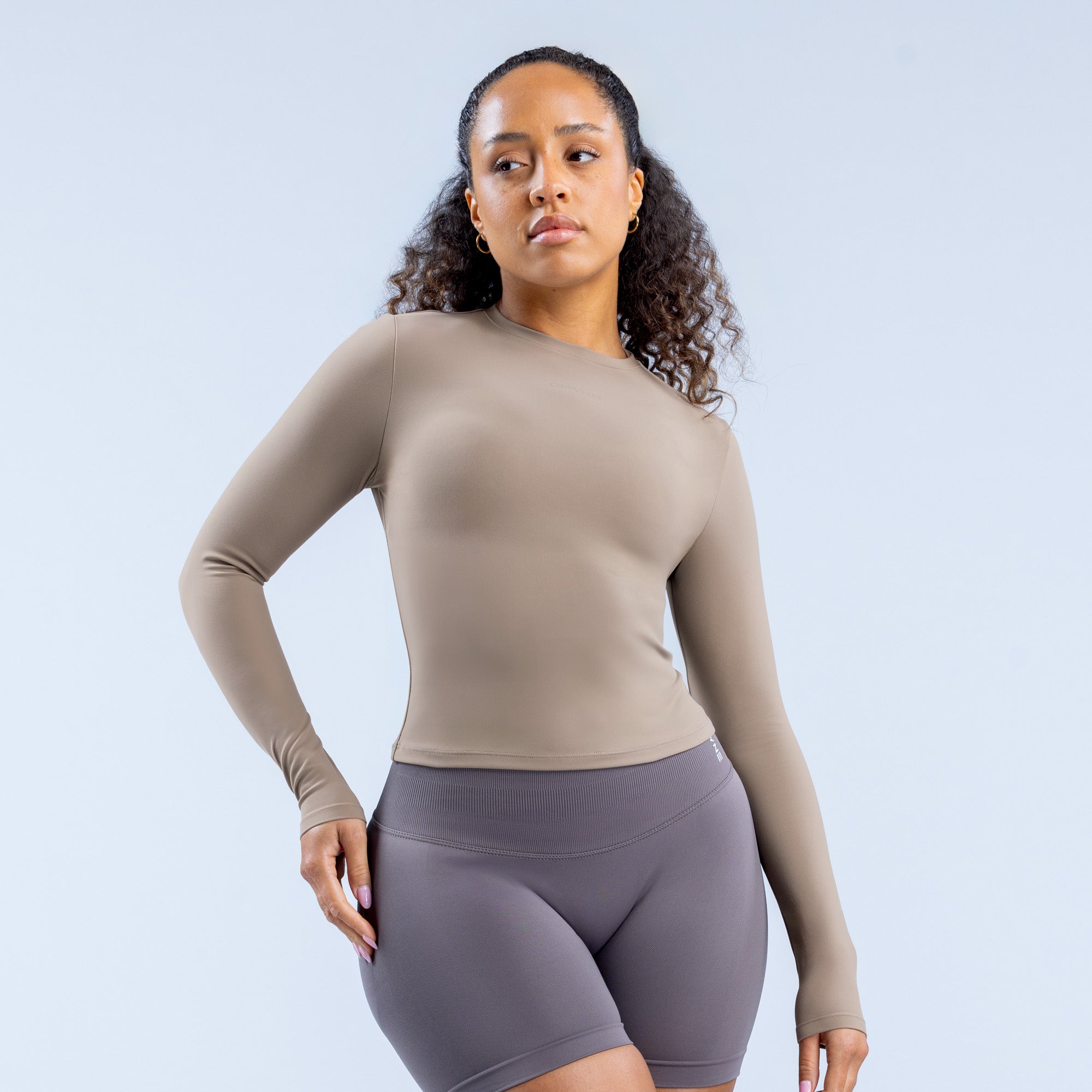 DFYNE Origin Fitted Long Sleeve Ženske Top Kaki Boja | JXFQR1786